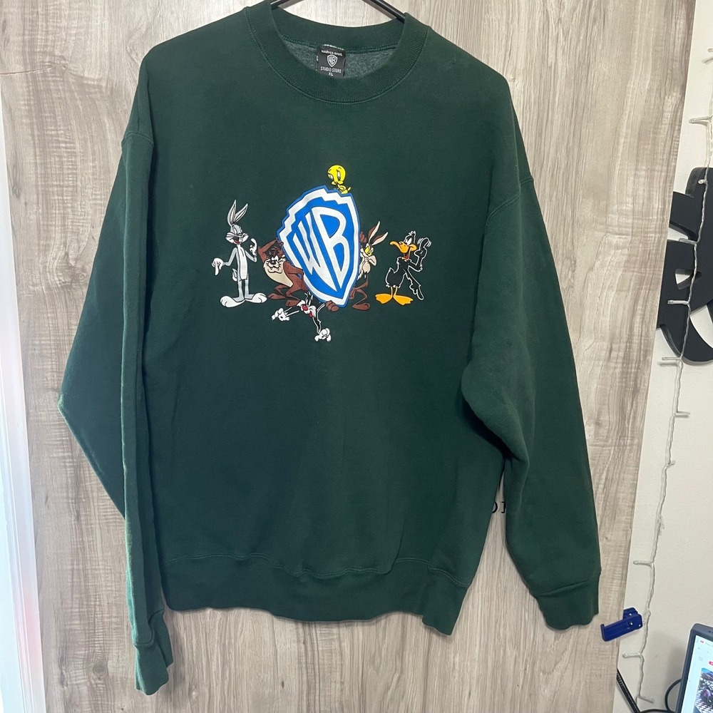 Vintage Warner Bros Studio Store Looney Tunes Crewneck Sweatshirt XL Made USA